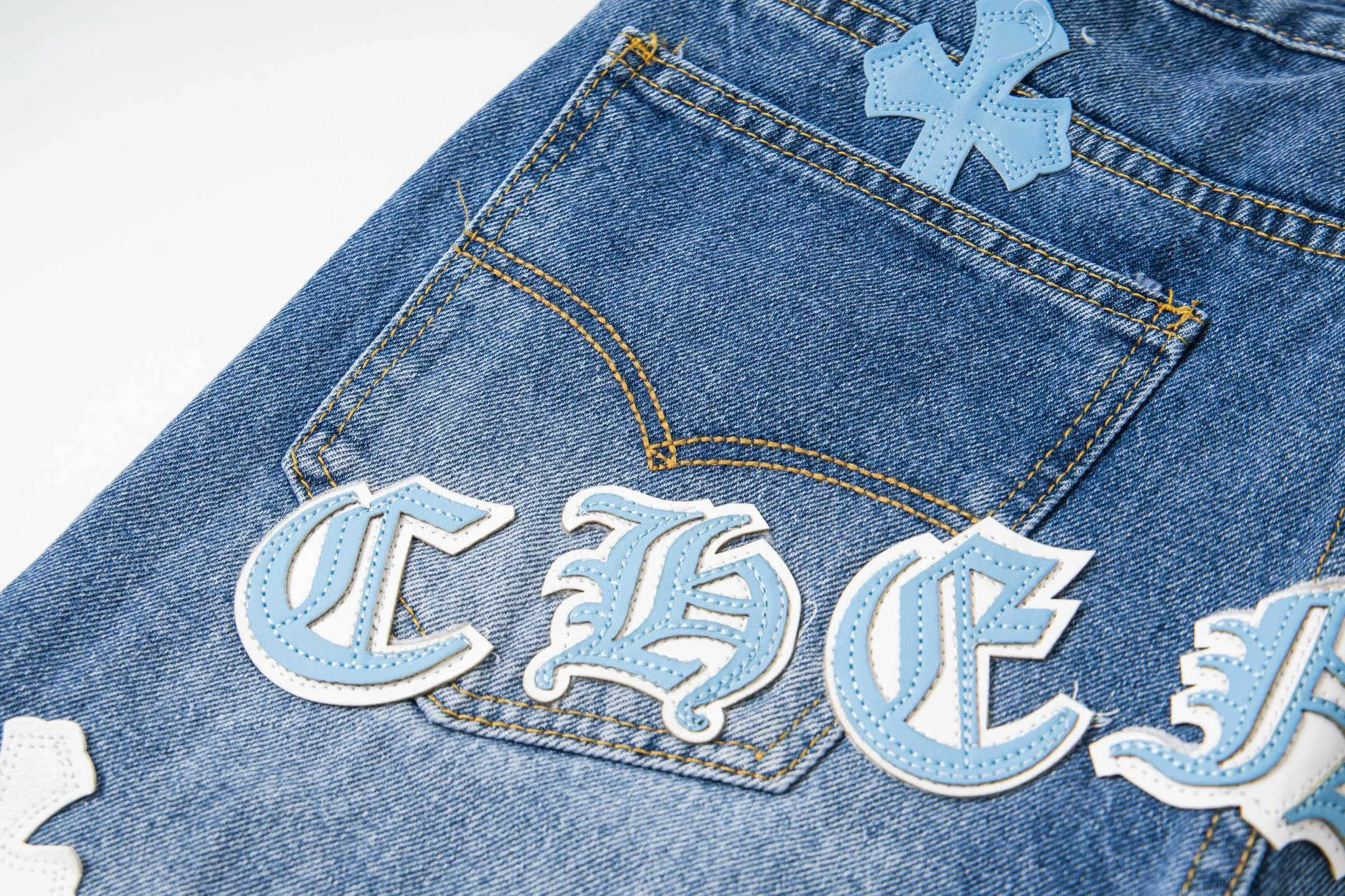 Chrome Hearts Light Blue ch ， ！！ Premium ， ， ， zp ， Breathable ， ， ， ！ up！ ： # ：Blue Size：28 30 32 34